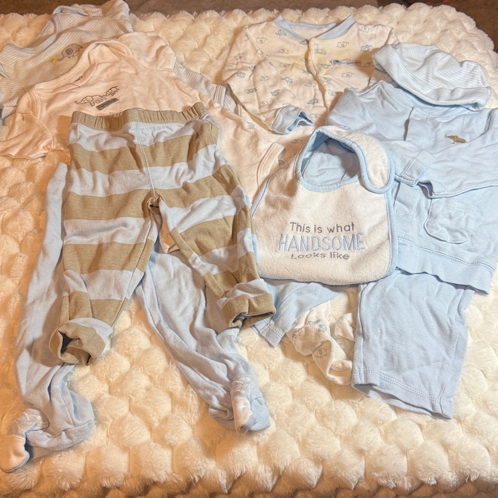 Baby Boy Clothing Set in Blue and Beige